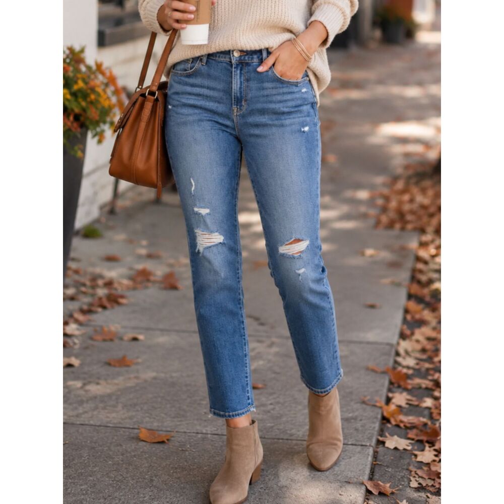 Old Navy Pop Icon Skinny Jeans 12 Short Curvy Distressed Stretch Mid Rise Womens